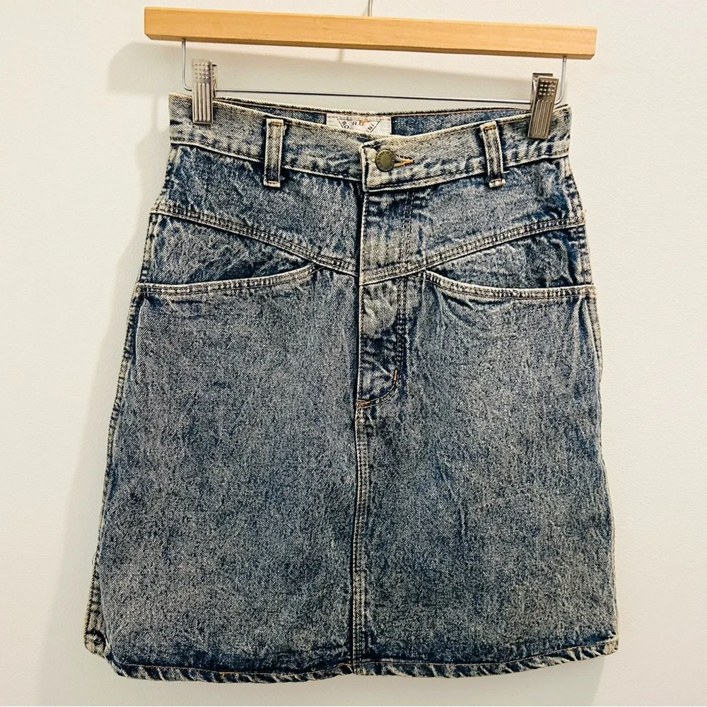 Vintage Roberto Orsini Denim Skirt 7/8 acid wash 80s jean - Picture 1 of 12